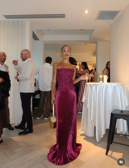 Lidee Maya Gown Sangria Glitter