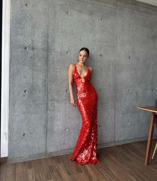 Misha Sapphire Sequin Maxi Dress