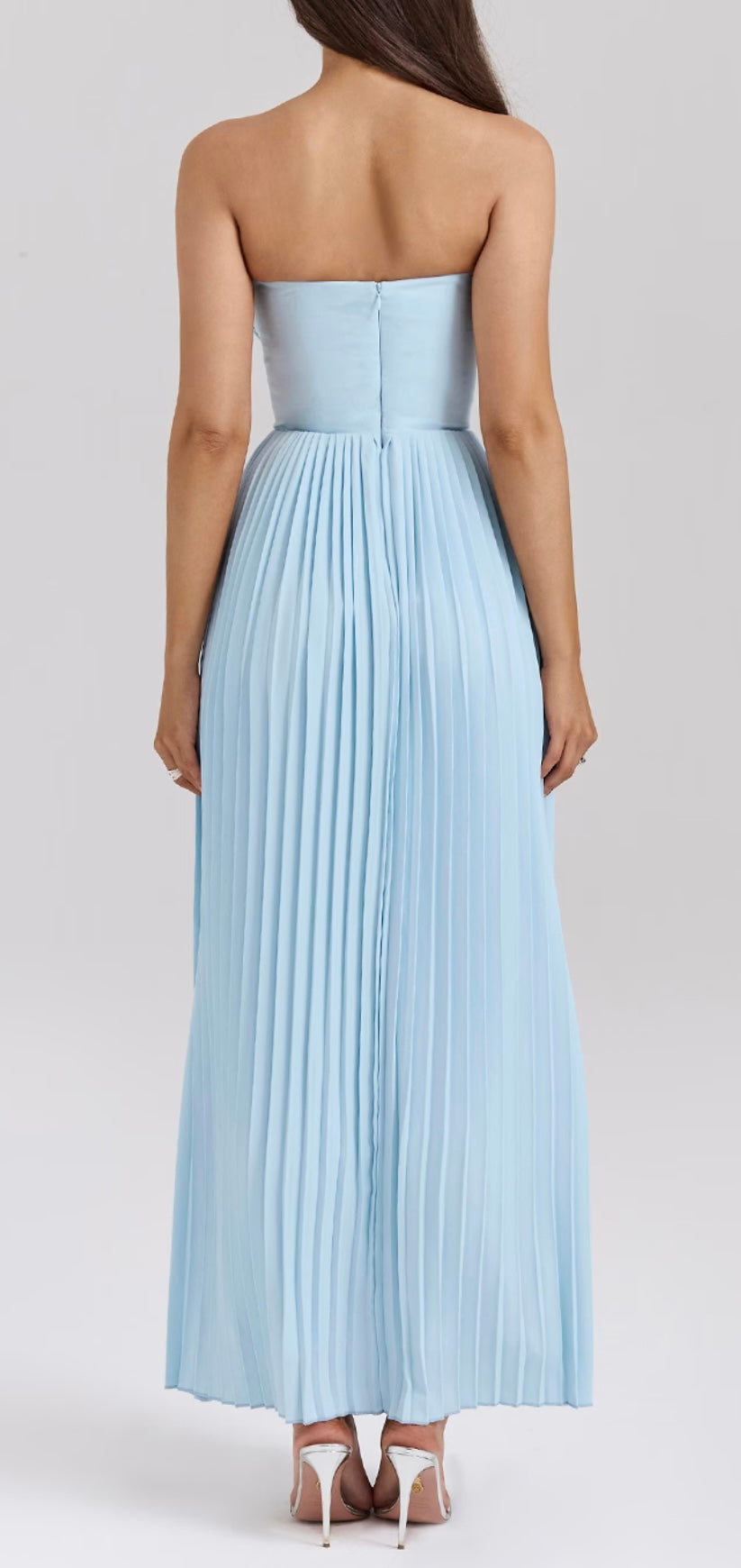 House of CB Marcella Ocean Blue Pleated Maxi Dress