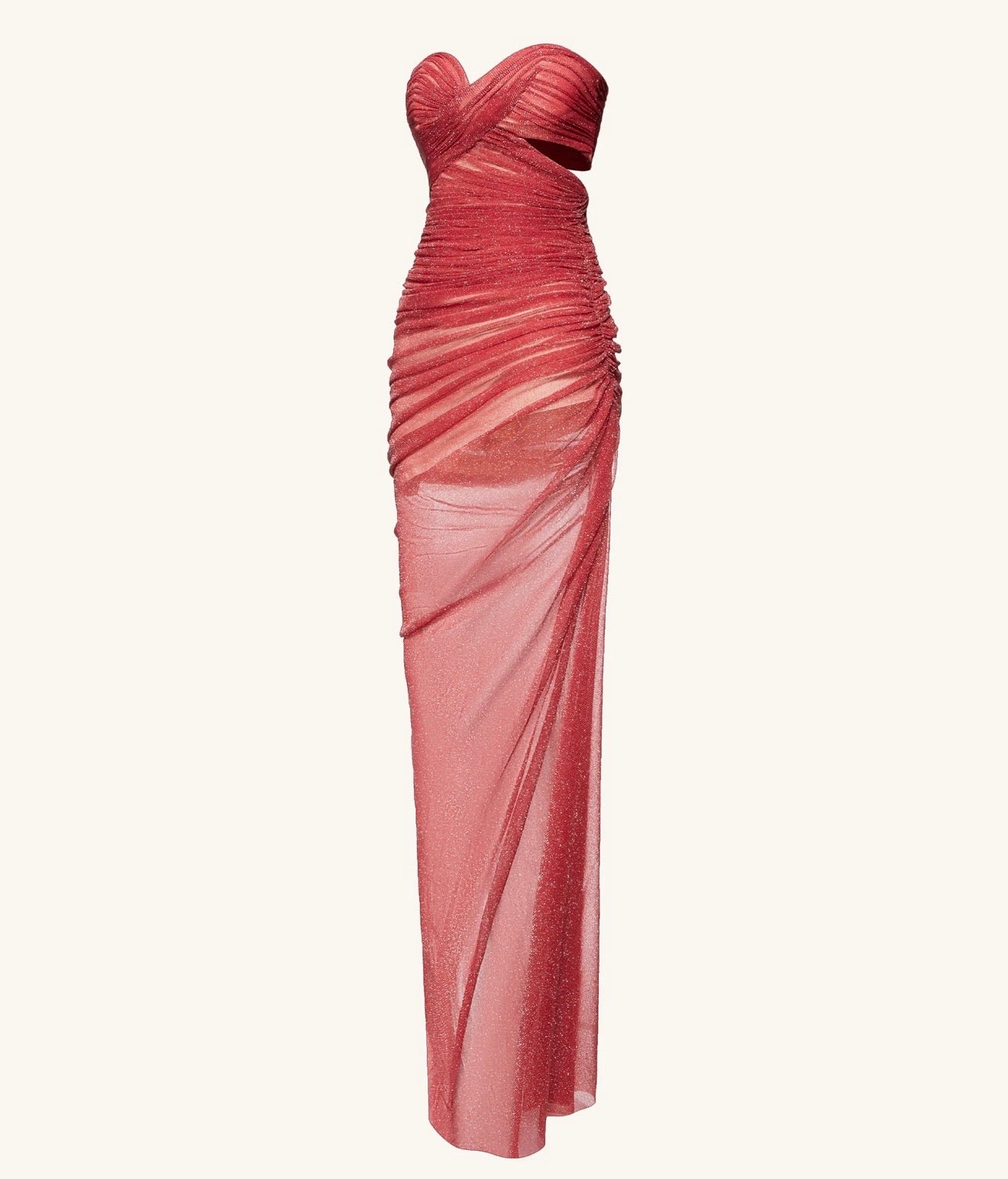 JW Pei Mia Strapless Glitter Gown